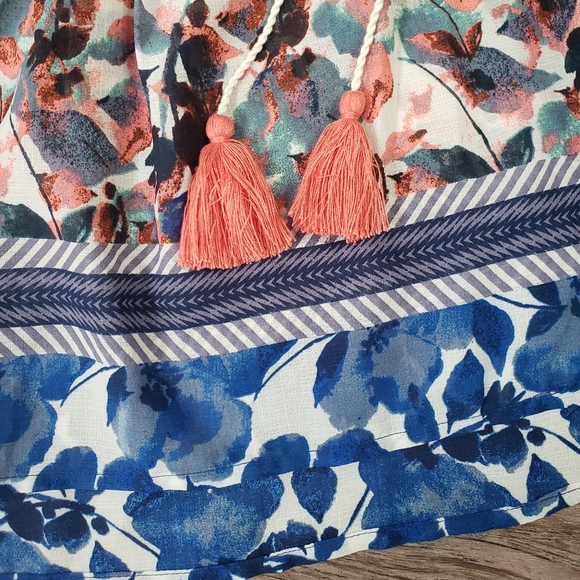 Vintage America Blue and Pink Floral Blouse - Picture 11 of 12